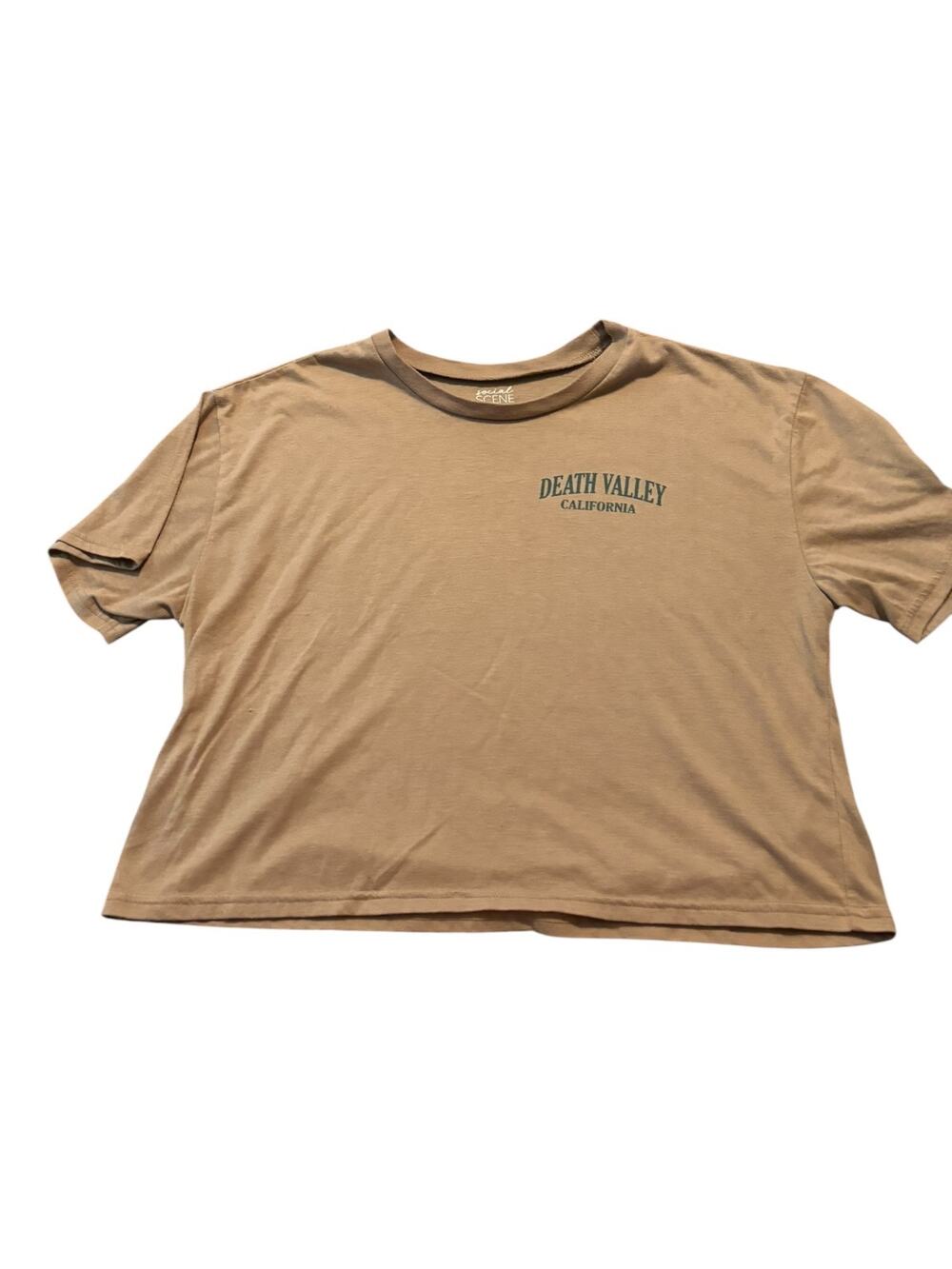 Social Scene Tan Cropped Graphic T-Shirt Size L Women's